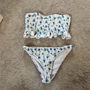Lovers + Friends Blue Floral Bikini Set